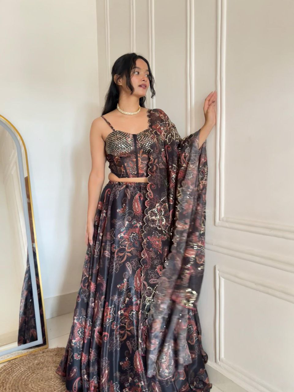 Black Designer Lehenga Choli with Dupatta