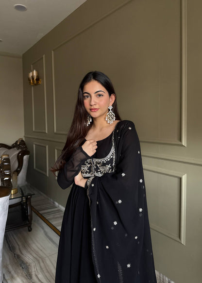 Classic Black Flared Anarkali