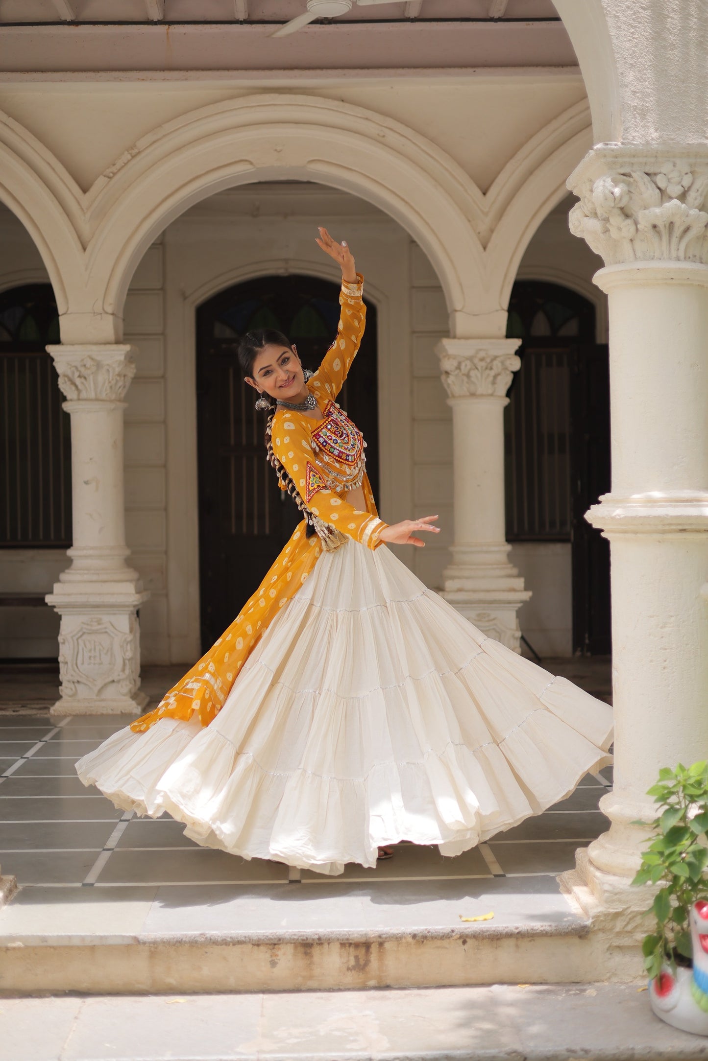 12 Meter Flair Lehenga Choli With Long Kutchi Work Kurti