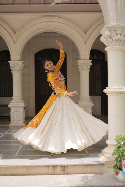 12 Meter Flair Lehenga Choli With Long Kutchi Work Kurti