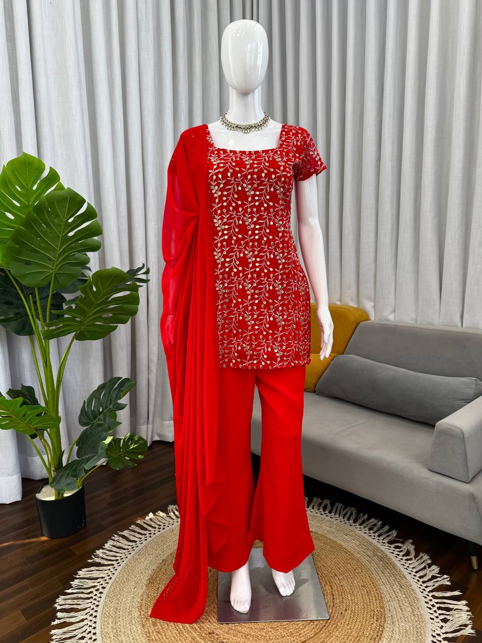 Red Embroidered 90's Style Iconic Set