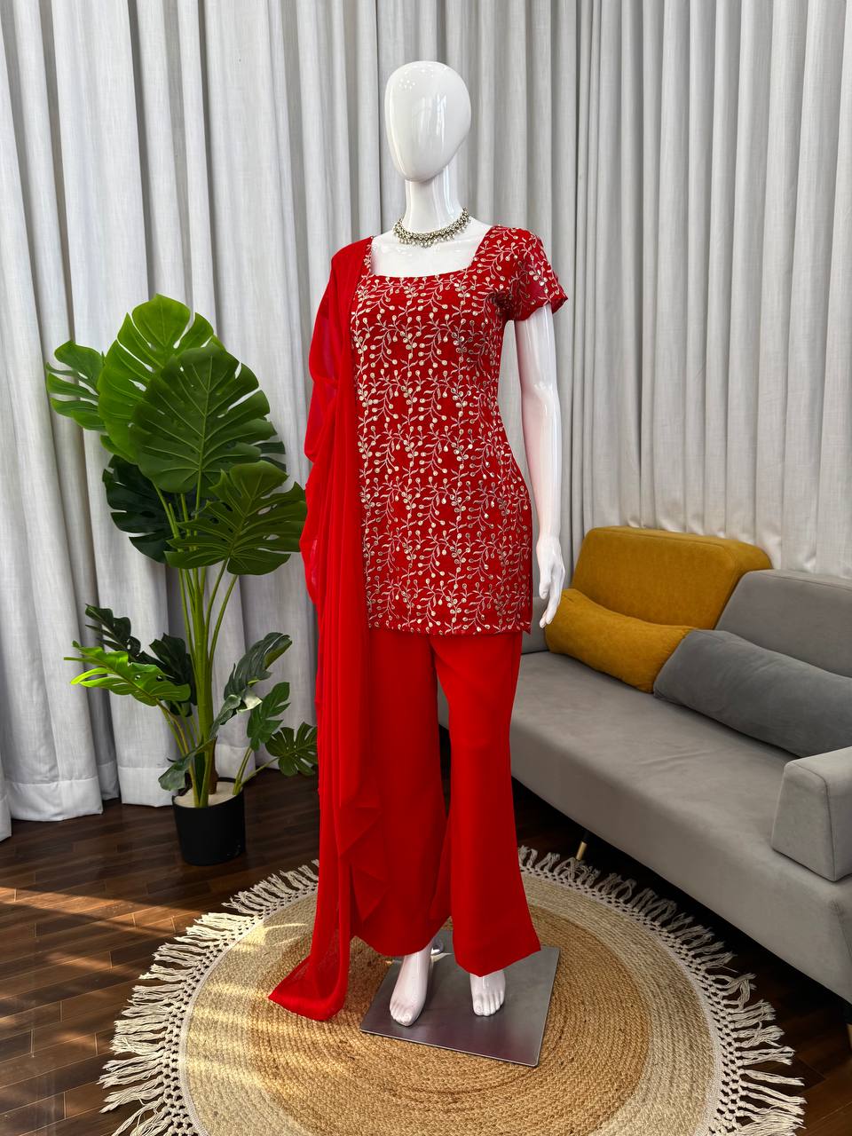 Red Embroidered 90's Style Iconic Set