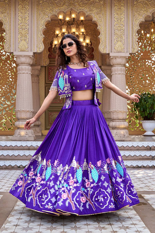 Peacock Embroidered Jacket Lehenga Choli Set